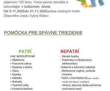 Aktuality / Zber textilného odpadu od 3. 11. 2025 - foto