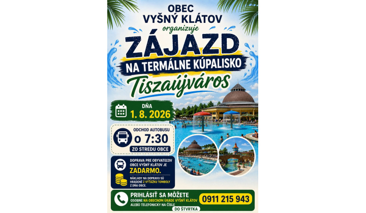 Zájazd na termálne kúpalisko Tiszaujvaros