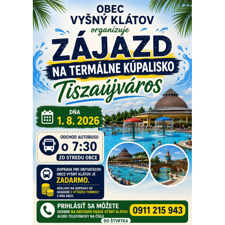 Zájazd na termálne kúpalisko Tiszaujvaros
